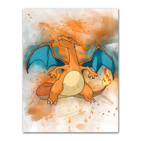 Kit de peinture par numero - Dracaufeu Aquarelle : L'Esprit du Dragon de Feu