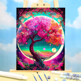 Kit de peinture par numero - Arbre de Vie Onirique & Lune de Nacre