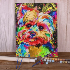 Kit de peinture par numero - Yorkshire Multicolore : Style Pop Art Pétillant