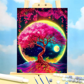 Kit de peinture par numero - Arbre de Vie Lunaire Mystique