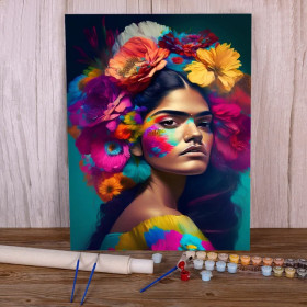 Kit de peinture par numero - Portrait Floral Envoûtant