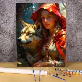 Kit de peinture par numero - Le Chaperon Rouge & le Loup Mystique