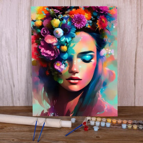 Kit de peinture par numero - Portrait Floral Enchanté