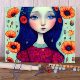 Kit de peinture par numero - Muse aux Coquelicots