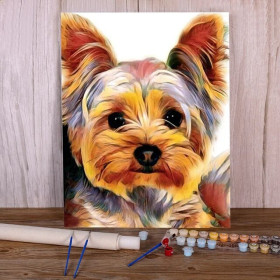 Kit de peinture par numero - Yorkshire Terrier au Regard Doux