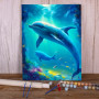 Kit de peinture par numero - Dauphins Océan Merveilleux Toile de Rêve
