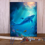 Kit de peinture par numero - Dauphins Galaxie Sous-Marine Toile Magique