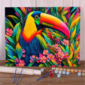 Kit de peinture par numero - Toucan Arc-en-Ciel Tropical
