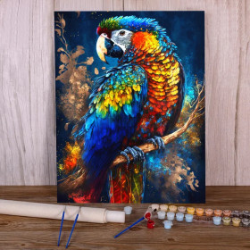 Kit de peinture par numero - Ara Cosmique : Galaxie Lointaine