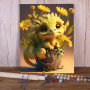 Kit de peinture par numero - Bébé Lézard Soleil Créature Fantastique Fleurs Jaunes