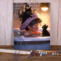 Kit de peinture par numero - Jeune Fille Chats Noirs Bain Moussant Ambiance Cosy