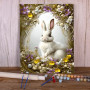 Kit de peinture par numero - Lapin Blanc Entourage Fleuri Couronne Végétale Printemps