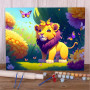 Kit de peinture par numero - Lion Mignon Papillons Prairie Fleurie Fantaisie Naïve