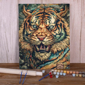 Kit de peinture par numero - Le Tigre Impérial au Rugissement Tatouage