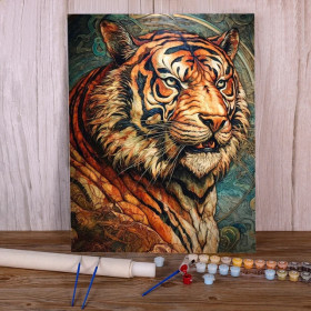 Kit de peinture par numero - Le Tigre Impérial aux Yeux d'Émeraude