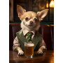 Kit de peinture par numero - Chihuahua Gentleman au Bar : Style et Humour