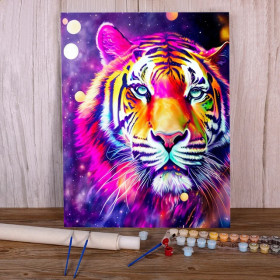 Kit de peinture par numero - Le Tigre Néon Galactique Pop Art