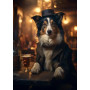 Kit de peinture par numero - Border Collie Gentleman au Chapeau et à la Bière