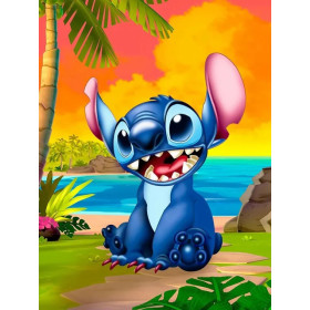 Kit de peinture par numero - Disney Stitch Le Gremlin Bleu Hawaïen