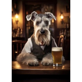 Kit de peinture par numero - Schnauzer Gentleman au Comptoir