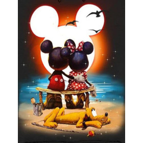 Kit de peinture par numero - Mickey et Minnie au Clair de Lune