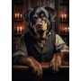 Kit de peinture par numero - Rottweiler Gentleman au Pub : Portrait de Caractère