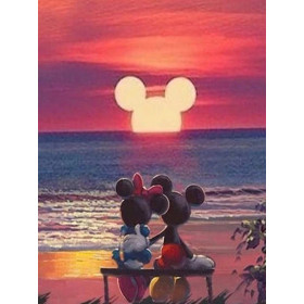 Kit de peinture par numero - Mickey et Minnie Coucher de Soleil Magique