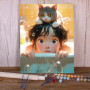 Kit de peinture par numero - Fillette Curieuse et Son Chat Complice