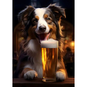 Kit de peinture par numero - Border Collie Joyeux au Bar