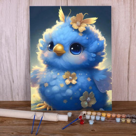 Kit de peinture par numero - Azurou le Poussin Bleu Céleste