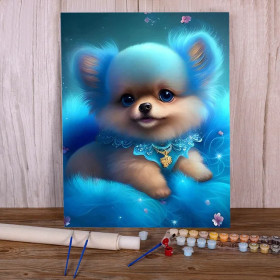 Kit de peinture par numero - Bouli l'Adorable Pom'Pic Bleu
