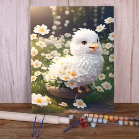 Kit de peinture par numero - Picotine la Poulette Printanière