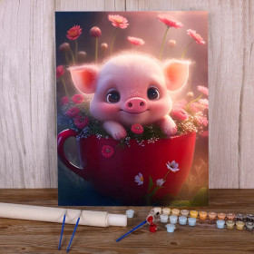 Kit de peinture par numero - Grognon le Cochonnet Câlin
