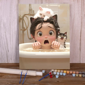 Kit de peinture par numero - Margotine et son Compagnon Félin