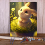 Kit de peinture par numero - Lapin printemps dans champ pissenlits