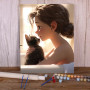 Kit de peinture par numero - Fille avec chaton lumière soleil