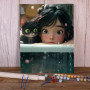 Kit de peinture par numero - Enfant chat compagnons neige hiver
