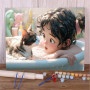 Kit de peinture par numero - Enfant bain bulle chat compagnon détente