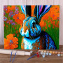 Kit de peinture par numero - Lapin fleurs champ printemps coloré