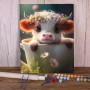 Kit de peinture par numero - Vache fleurs couronne printemps adorable
