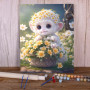 Kit de peinture par numero - Petit singe fleurs printemps mignon