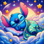 Kit de peinture par numero - Stitch Doux Rêves Kit Créatif Disney Nuit Étoilée