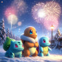 Kit de peinture par numero - Pokémon en Hiver : Le Feu d'Artifice Magique