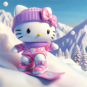 Kit de peinture par numero - Hello Kitty Snowboard