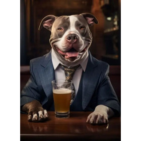 Kit de peinture par numero - Pitbull en Costume au Bar