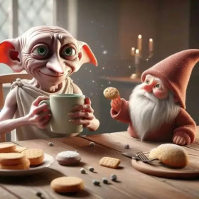 Kit de peinture par numero - Dobby et le Gnome : L'Heure du Goûter Magique