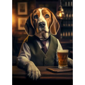 Kit de peinture par numero - Le Beagle Gentleman au Pub