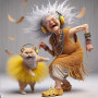 Kit de peinture par numero - Grand-Mère Rock & Chat Danseur