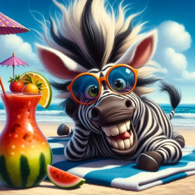 Kit de peinture par numero - Zèbre Rigolo à la Plage