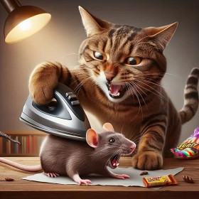 Kit de peinture par numero - Chat Malicieux & Souris